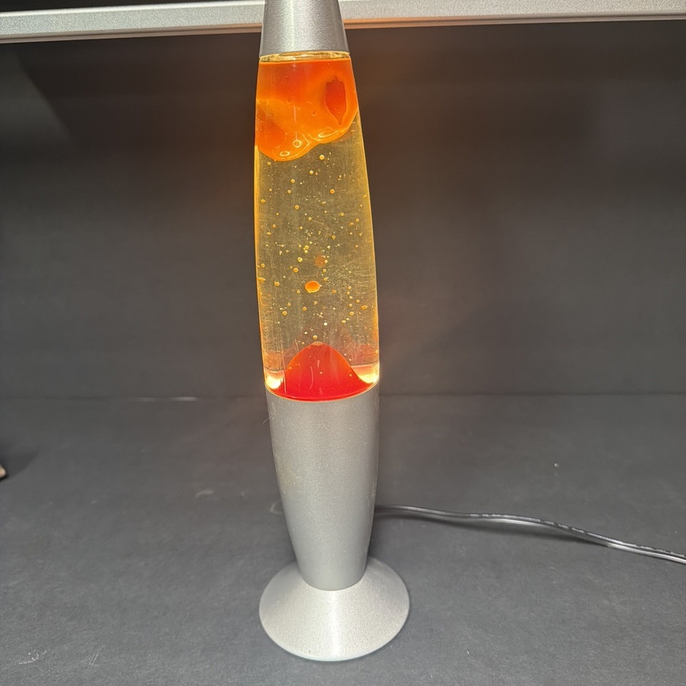 14" Dark Orange & Silver Motion Lava Lamp Pre Owned